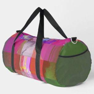 CD1FE646 Abstract Digital Glitch Art Grid Pattern Duffle Bag