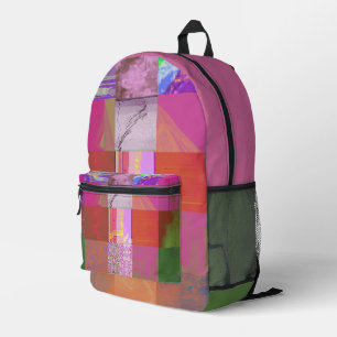 CD1FE646 Abstract Digital Glitch Art Grid Pattern Printed Backpack
