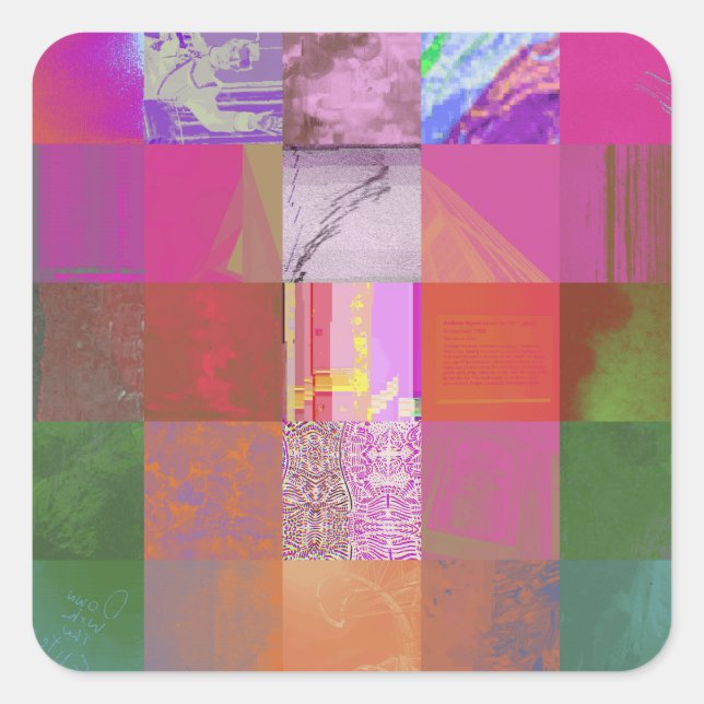 CD1FE646 Abstract Digital Glitch Art Grid Pattern  Square Sticker (Front)