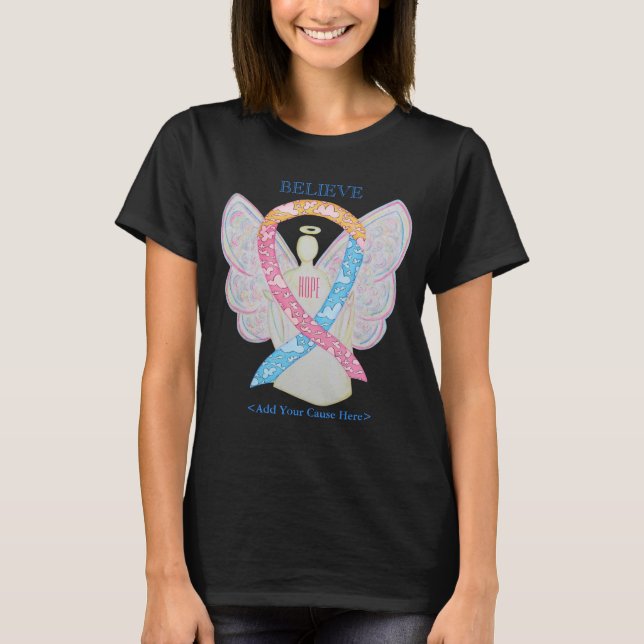 CDH Awareness Cherub Angel Ribbon Art T-Shirts (Front)