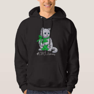 CDKL5 Awareness Month Green Ribbon Cat Hoodie