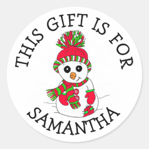 Ce cadeau est pour le nom étiquette mignon Snowman