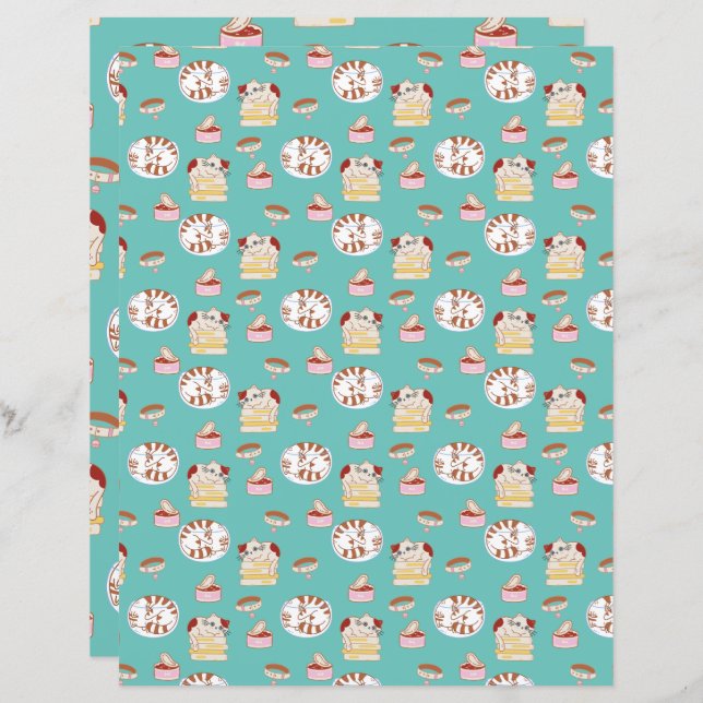 Ce Chat Life Scrapbooking Papier Cute Motif Chat (Devant / Derrière)