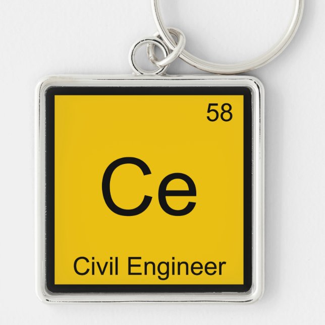 Ce - Civil Engineer Chemistry Element Symbol Tee Keychain (Front)