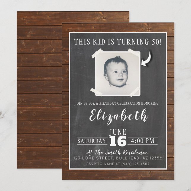 Ce gosse devient Invitation photo adulte (Devant / Derrière)