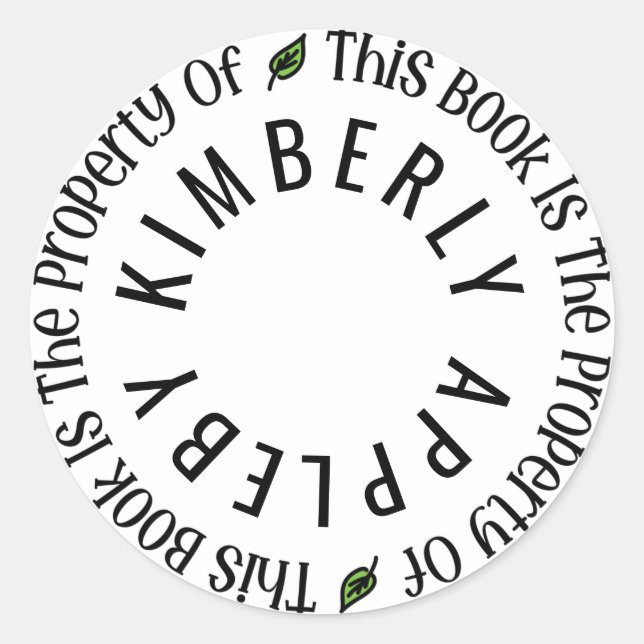 "Ce Livre Est La Propriété De" Sticker Modèle (Devant)
