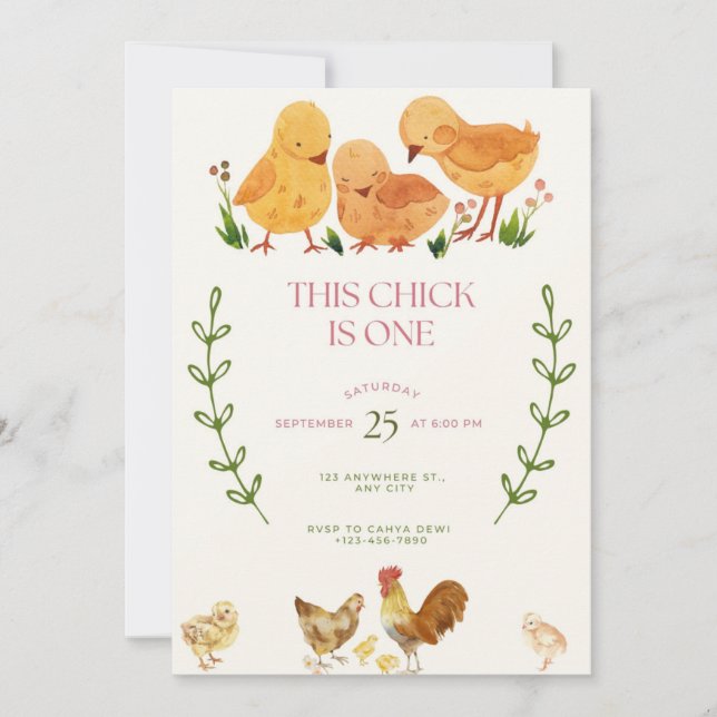 Ce poussin est une invitation d'anniversaire (Devant)