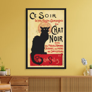 Ce Soir Chat Noir Black Cat, Vintage Art Nouveau Canvas Print