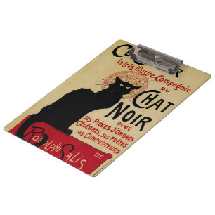 Ce Soir Chat Noir Black Cat, Vintage Art Nouveau Clipboard