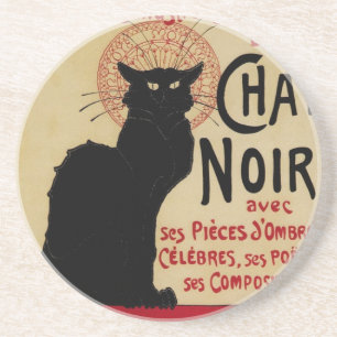 Ce Soir Chat Noir Black Cat, Vintage Art Nouveau Coaster