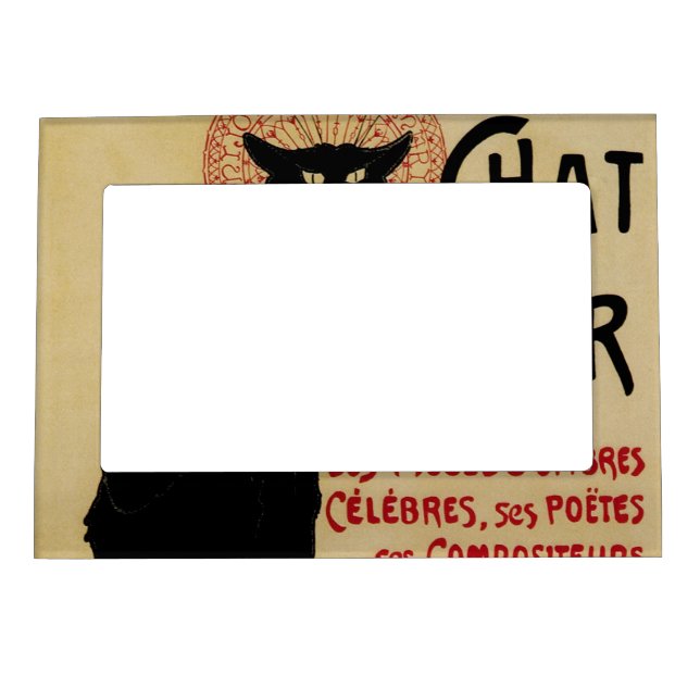Ce Soir Chat Noir Black Cat, Vintage Art Nouveau Magnetic Frame (Front)