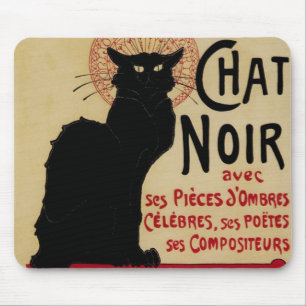 Ce Soir Chat Noir Black Cat, Vintage Art Nouveau Mouse Pad