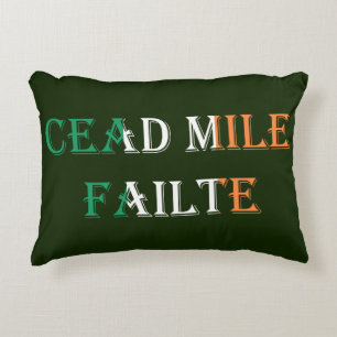 Cead Mile Failte on Irish Flag tpcn Accent Pillow