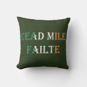 Cead Mile Failte on Irish Flag tpcnt Outdoor Pillow