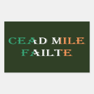 Cead Mile Failte overlaid on Irish Flag stcn Sticker