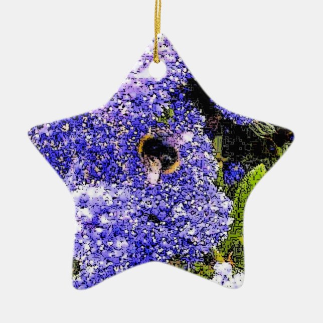 Ceanothus Bee Floral Ceramic Ornament (Front)