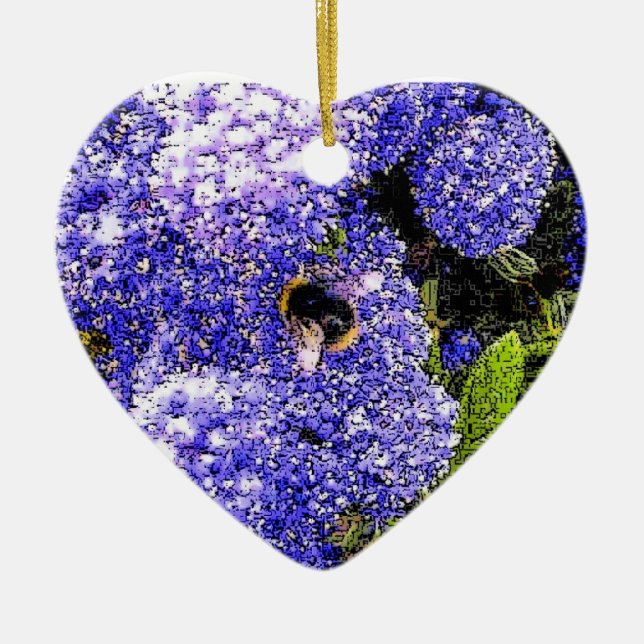 Ceanothus Floral Bee Ceramic Ornament (Front)