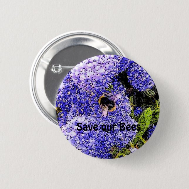 Ceanothus Flowers Bee 2 Inch Round Button (Front & Back)
