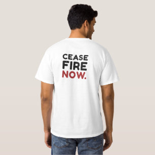 Cease Fire Now, Black and Red T-Shirt
