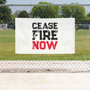 Cease Fire Now black red white grunge anti war Banner