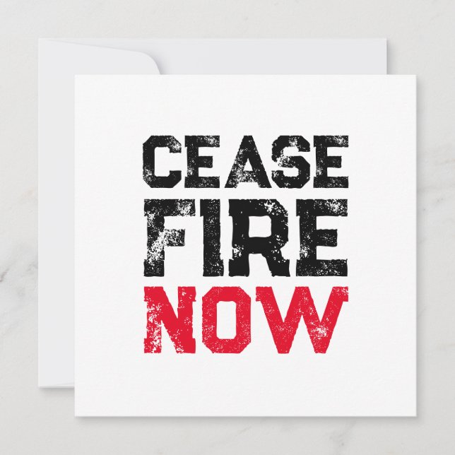 Cease Fire Now black red white grunge typography (Front)
