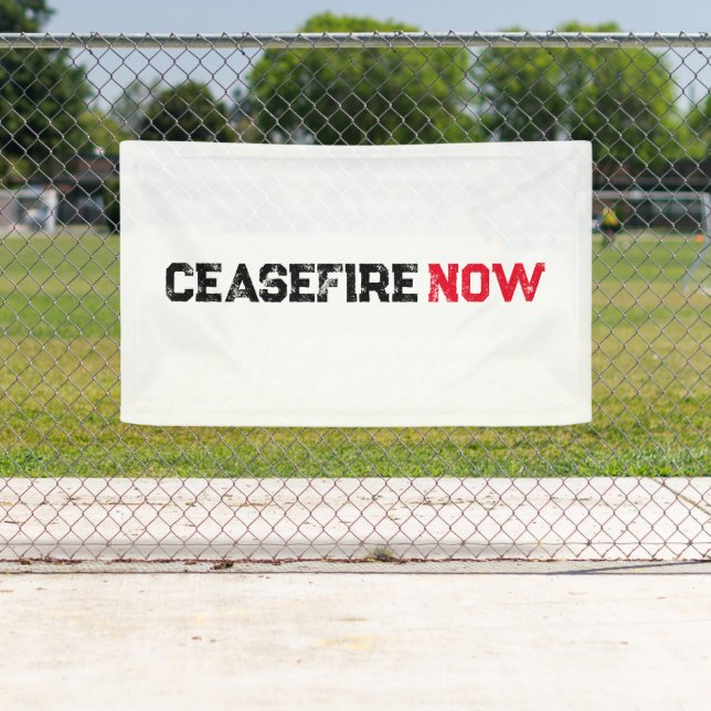 Cease Fire Now black red white grunge typography Banner (Insitu)