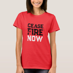 Cease Fire Now black white red distressed anti war T-Shirt