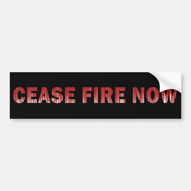 Cease Fire Now Red and Black  Bumper Sticker (Front)