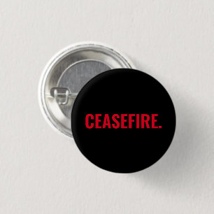 Ceasefire black red text minimalist simple bold 1 inch round button