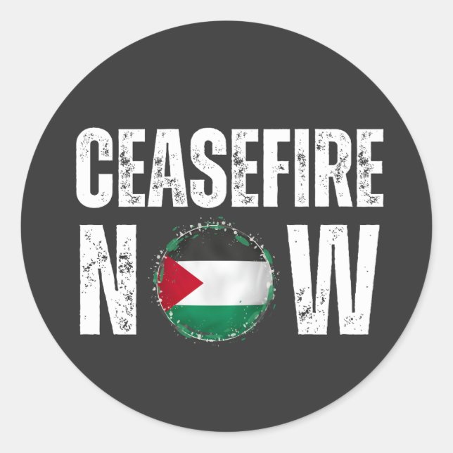 CEASEFIRE NOW CLASSIC ROUND STICKER (Front)