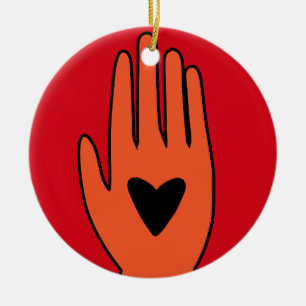 Ceasefire now hand Palestine graphic design  Ceramic Ornament