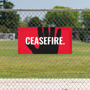 Ceasefire red white black hand anti war custom banner