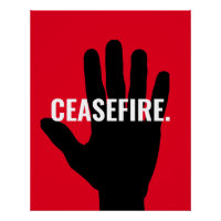 Ceasefire red white black stop hand anti war