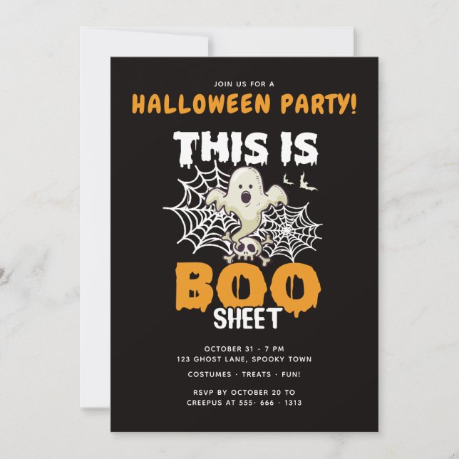 Ceci Est La Feuille De Boo Drôle Invitation De Fêt (Devant)