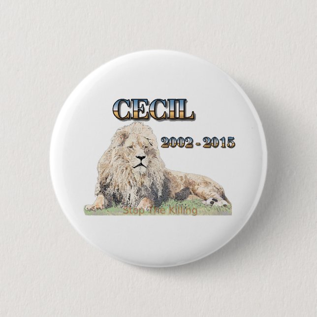 Cecil The Lion 2 Inch Round Button (Front)