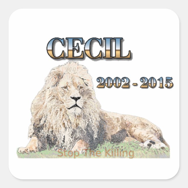 Cecil The Lion Square Sticker (Front)