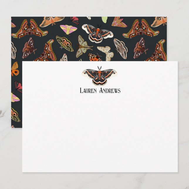 Cecropia Moth Personalized Stationery Note Card (Front/Back)
