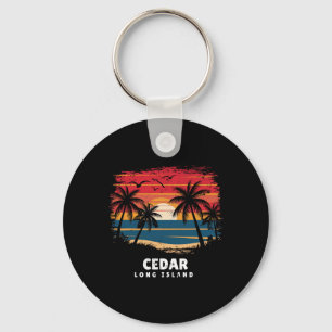 Cedar Beach Long Island Surfboarder Palm Tree Souv Keychain