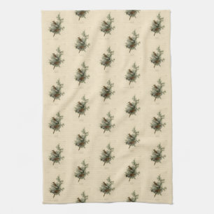 Cedar Bird, Cedar Waxwing Audubon Birds of America Kitchen Towel