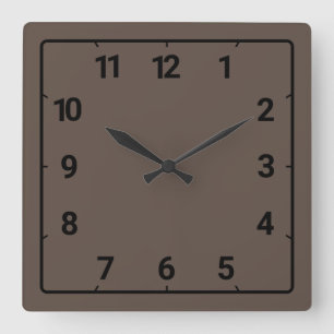 Cedar brown square wall clock