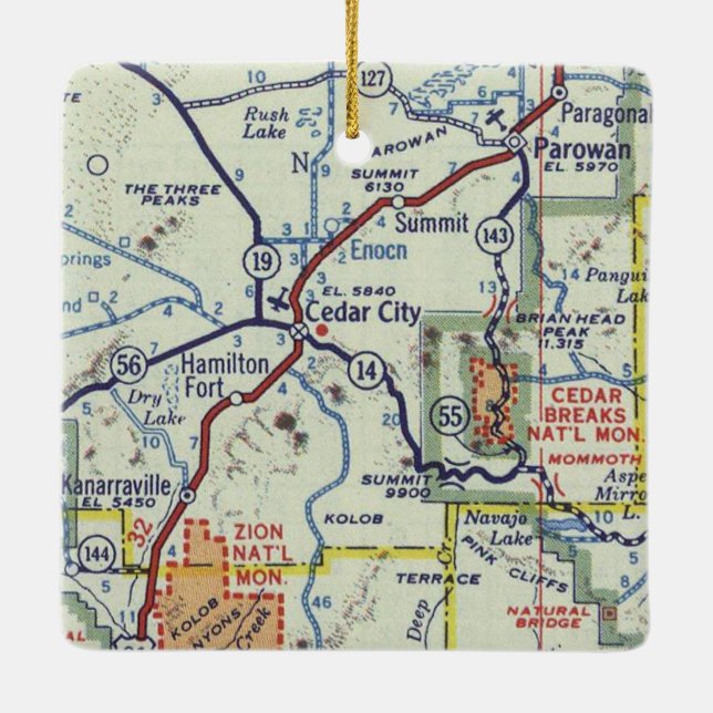 Cedar City Utah Retro Map Ceramic Ornament (Back)