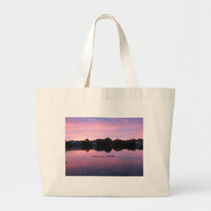 Cedar Key Florida Sunset Large Tote Bag