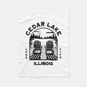 Cedar Lake Illinois Outdoors Vintage Fleece Blanket