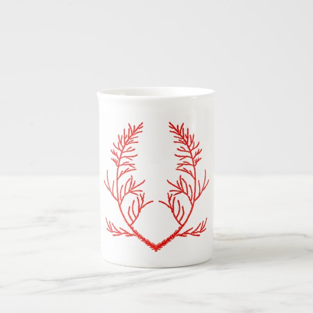Cedar Leaves on a Bone China Mug (Front)