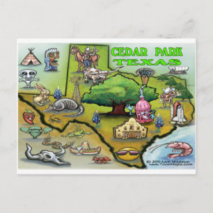 Cedar Park TEXAS Map Postcard