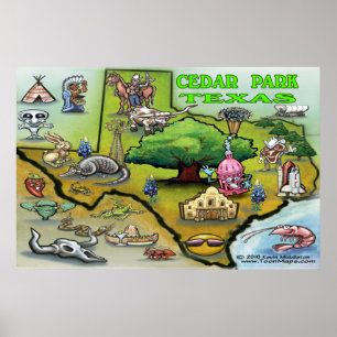 Cedar Park TEXAS Map Poster