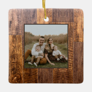 Cedar Planks   rustic wood grain pattern  Ceramic Ornament