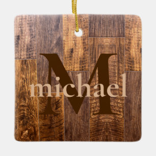 Cedar Planks   rustic wood grain pattern  Ceramic Ornament