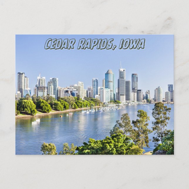 Cedar rapids iowa river bridge travel postcard  (Front)