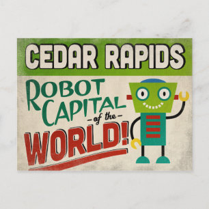 Cedar Rapids Iowa Robot - Funny Vintage Postcard